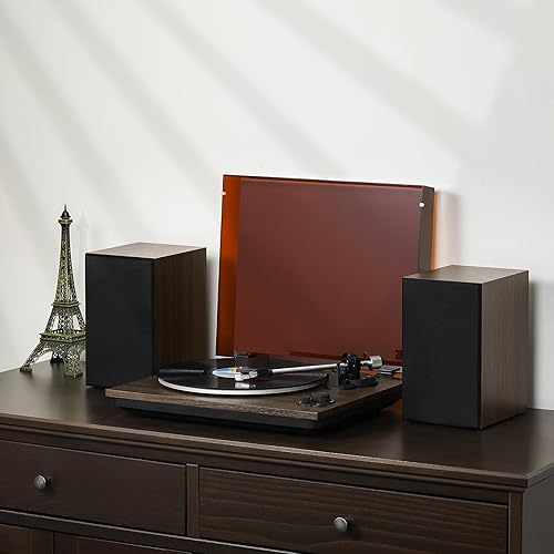 Miniatura 7 de Reproductor de discos de vinilo con cartucho AT-3600L y altavoces de 60 W, tocadiscos de transmisión por correa de 2 velocidades, preamplificador de