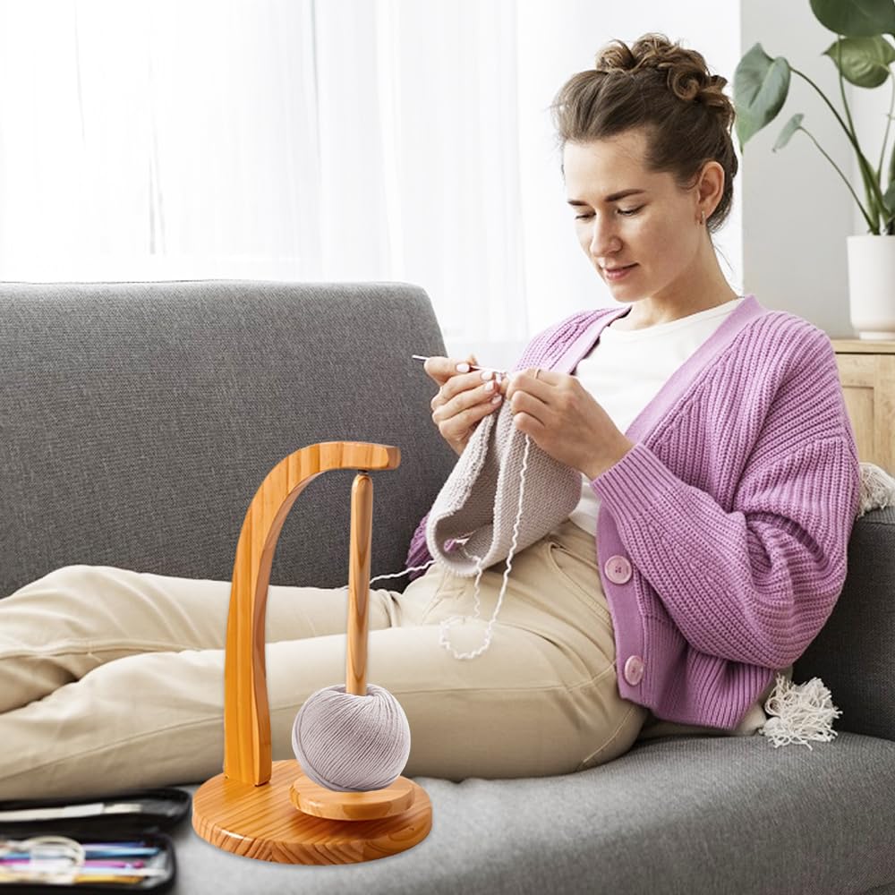 Porte-fil à Laine En Bois Avec Support Magnétique - Dérouleur Pour Pelotes De Laine - Tricot, Crochet
