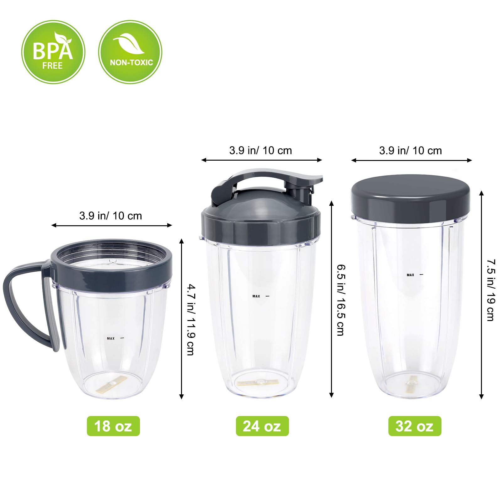 14 części zamienne do blendera, ostrze i kubki do serii NutriBullet 600 W i 900 W, w tym uszczelka amortyzująca i przekładnia (1 ostrze + 3 filiżanki + 1 pokrywka)