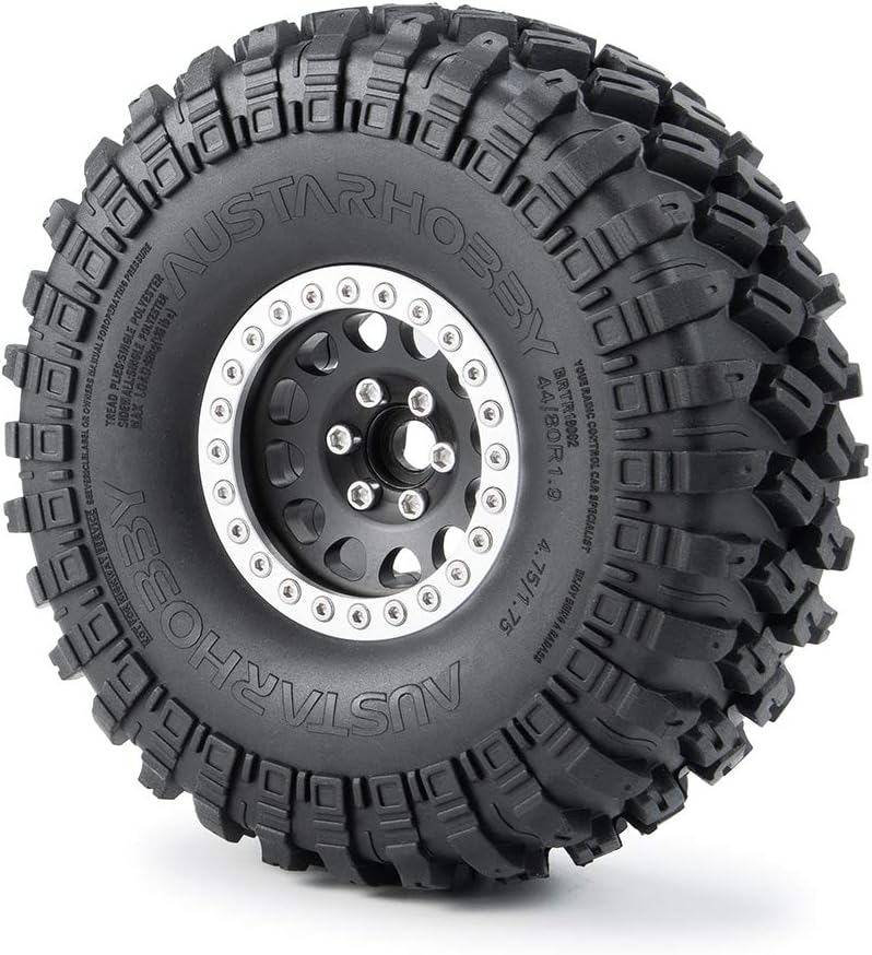 RCLIONS 4pcs 1.9" RC Crawler Beadlock Wheels and Tires with Foam Insert for 1/10 RC Crawler Car SCX10,TRX4,SCX10 II