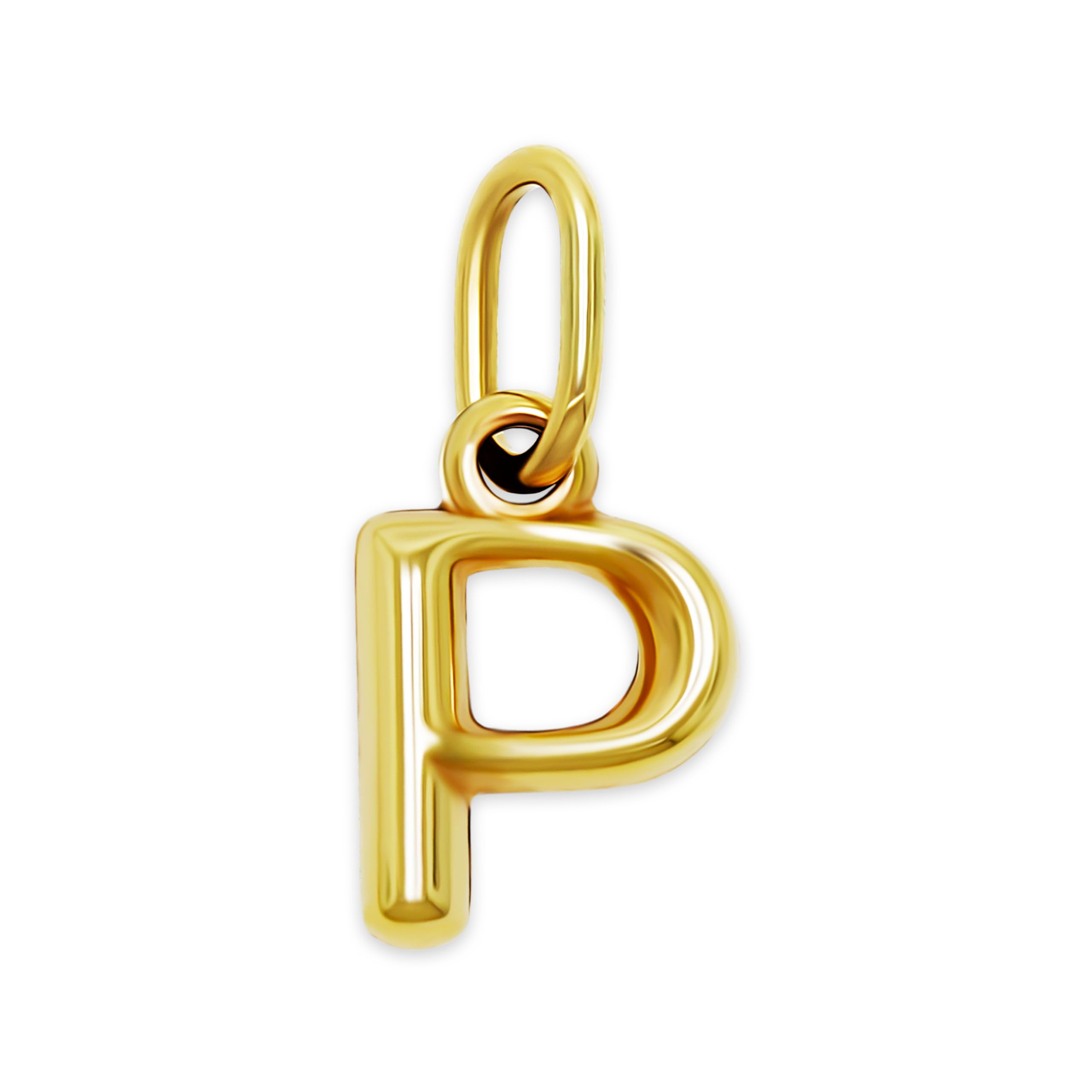 Gold Puffed Initial Letter Charm - 10 Karat Gold - 3D Bubble Letter Pendant - Initial Jewelry - Dainty Initial Pendant