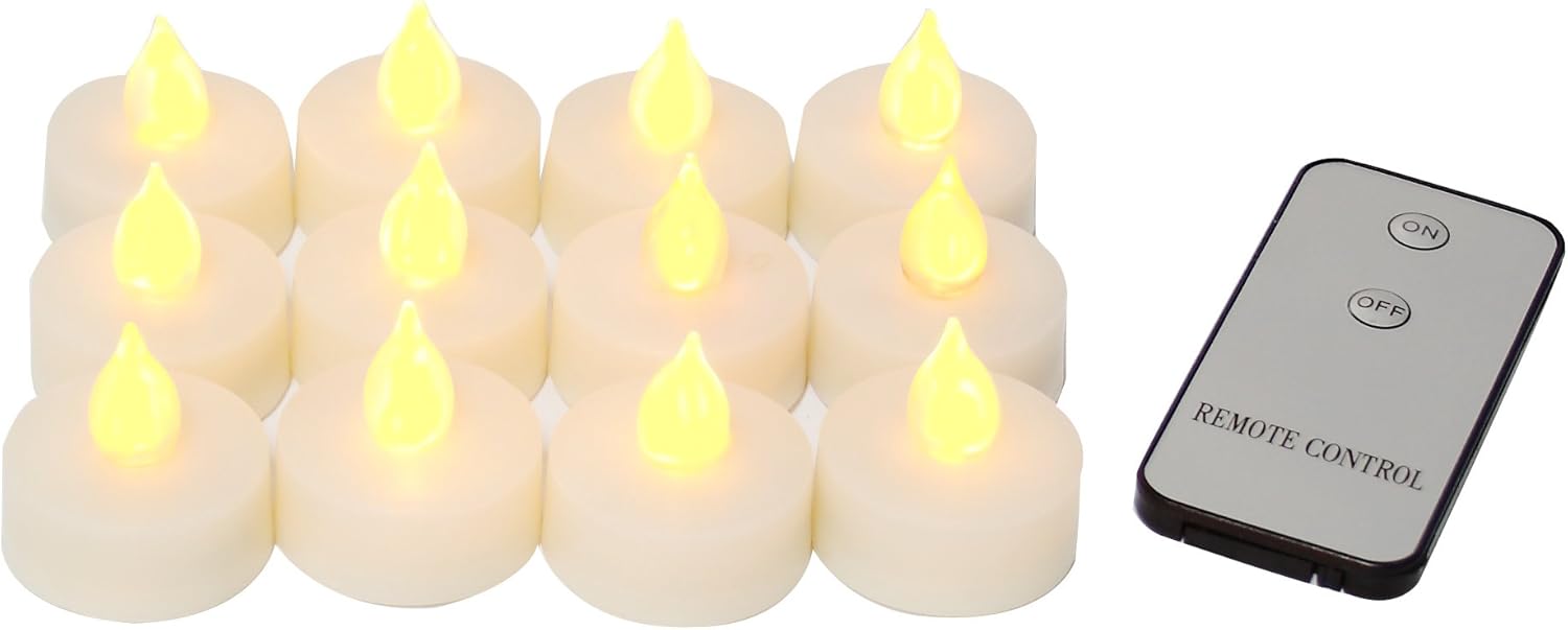Amazon リアルなFlameless Candle Choice 12パックTealight Candles明るい電池式LEDティー