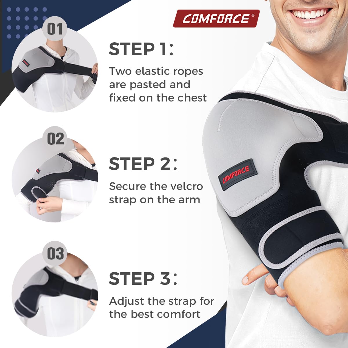 Copper Compression Shoulder Brace, Rotator Cuff Support Brace for AC Joint Pain Relief, Arm Stability, Tendonitis, Shoulder Sleeves for Men and Women, Adjustable Straps Fits Left and Right Arm - Image 6