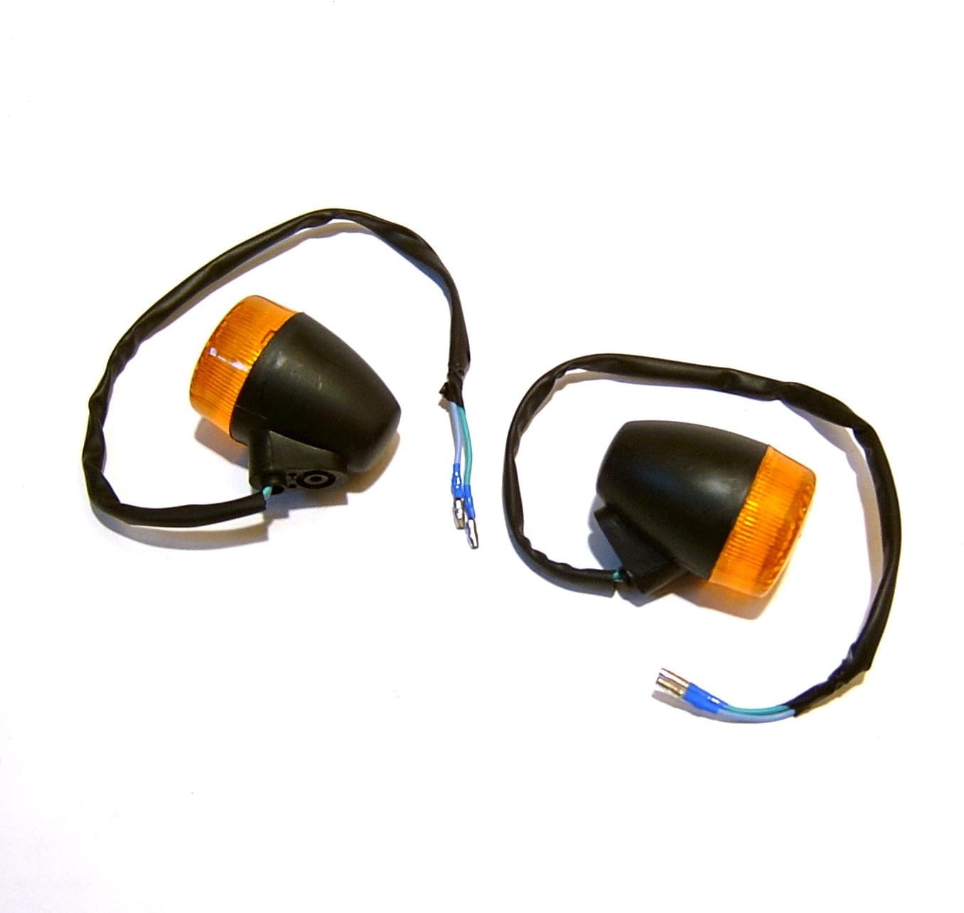 PAIR OF FRONT BLINKER/TURN SIGNAL WITH ORANGE LENS CHINESE SCOOTER MOPED ATV ETC. GY6 4 STROKE TAOTAO PEACE SUNNY JONWAY ROKETA JMSTAR ZNEN SUNL VIP BMS JCL TANK KAZUMA BAJA BENZHOU ETC