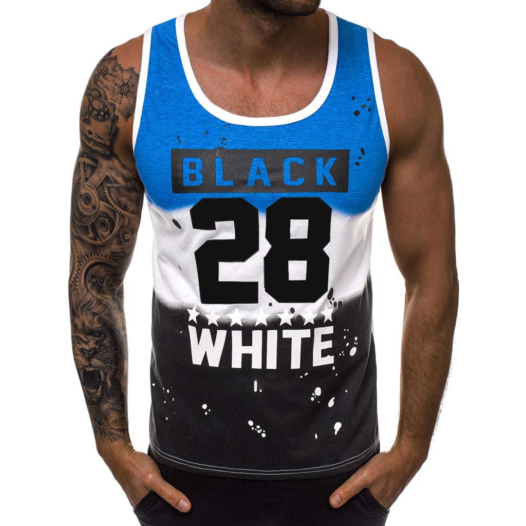 WAZZAP Hombre Camiseta de Tirantes Deportiva Músculo Fitness Gimnasio Impresión Tank Top Sin Mangas T-Shirt