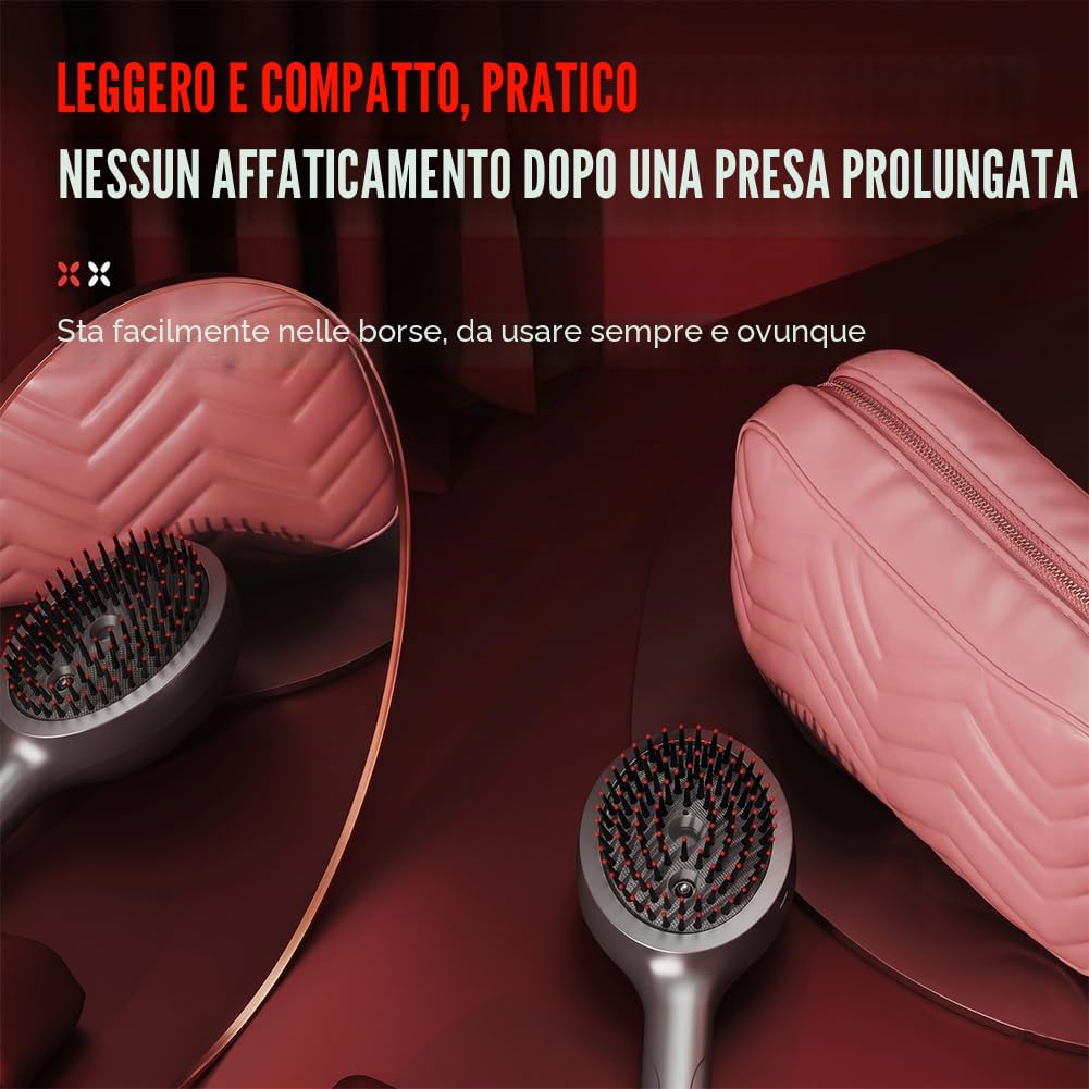 Spazzola Lisciante a Vapore Per Capelli – Piastra e Spazzola 2-In-1 Con Vapore Umido, Districante e Lucidante Per Tutti i Tipi Di Capelli,Ideale Per Capelli Secchi, Crespi o Ribelli (2,rosa)