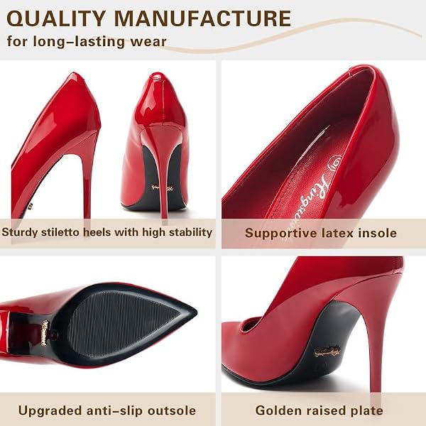 hingswink 4inch Closed Toe Stiletto High Heels Pumps,Red11 by hingswink - Used condition - Image 7