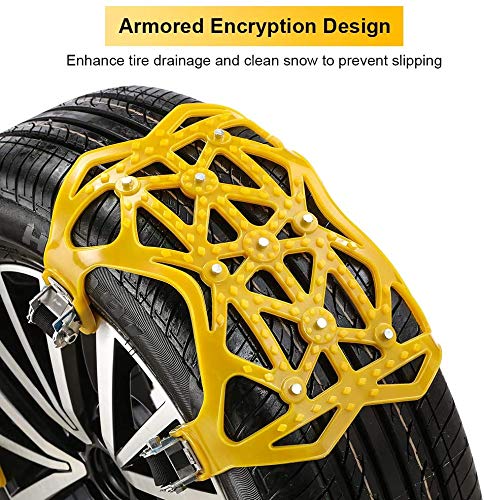 Qoosea Snow Chains 7 Pack Universal Car Anti-Skid Emergency Adjustable Tire Chains for Cars SUV Truck Driving on Snow and Ice Road, Sand and Mud Road, Uphill Road, Fit Tire Width from 165mm-265mm