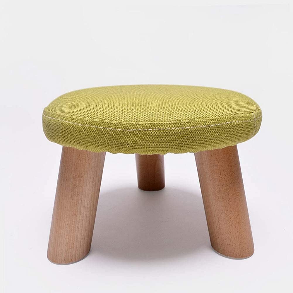 Repose-Pieds en Bois à 3 Pieds et Tissu Amovible | Tabouret Rond Moderne D