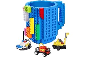 LUMSBURRY Build on Brick Coffee Mug,Novelty Cup Creative DIY Gifts for Kids Men Women,Blue