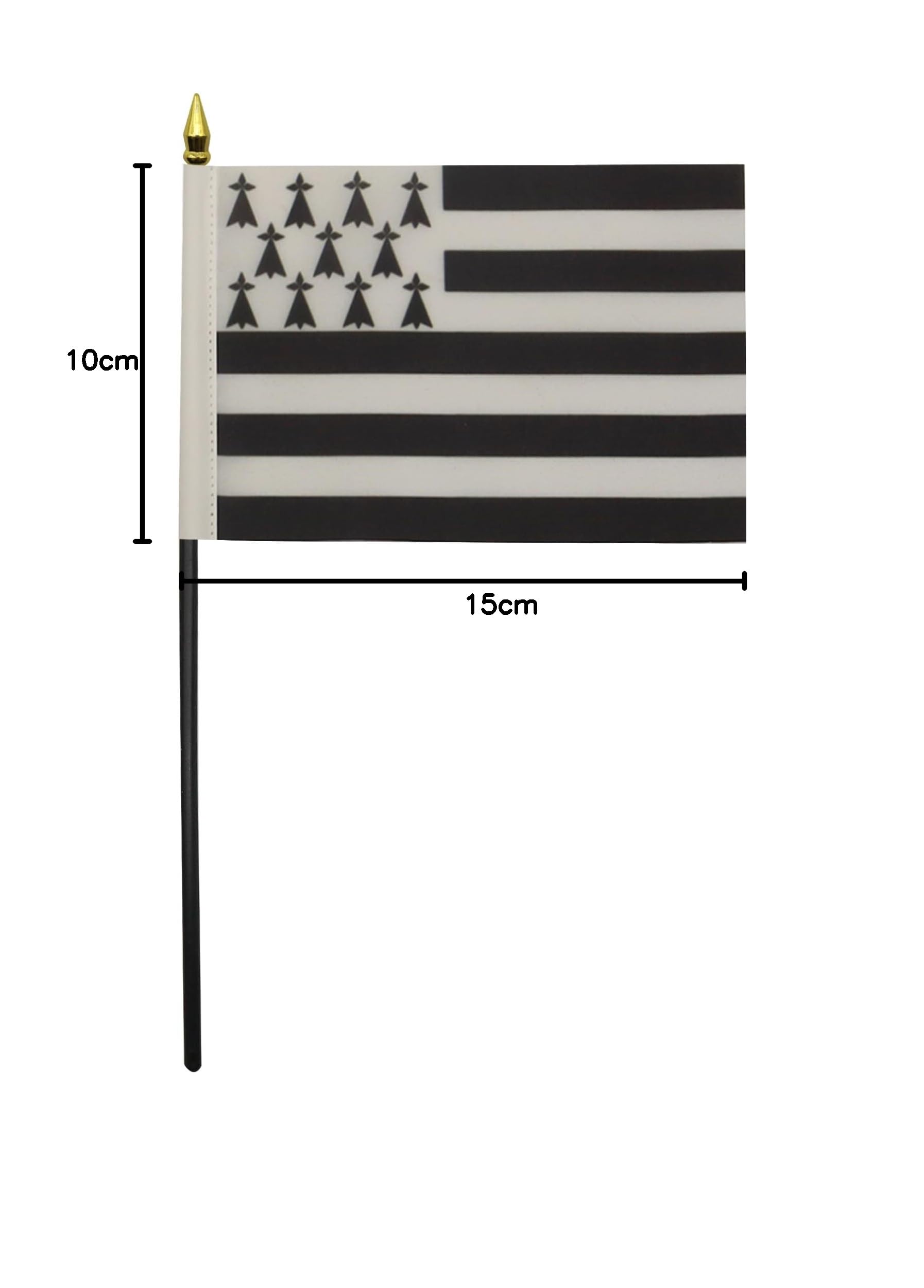 AZ FLAG Mini Drapeau Bretagne De Table 15x10 cm Drapeau Breton Bureau 100% Polyester Hampe Pointe Dorée 25cm