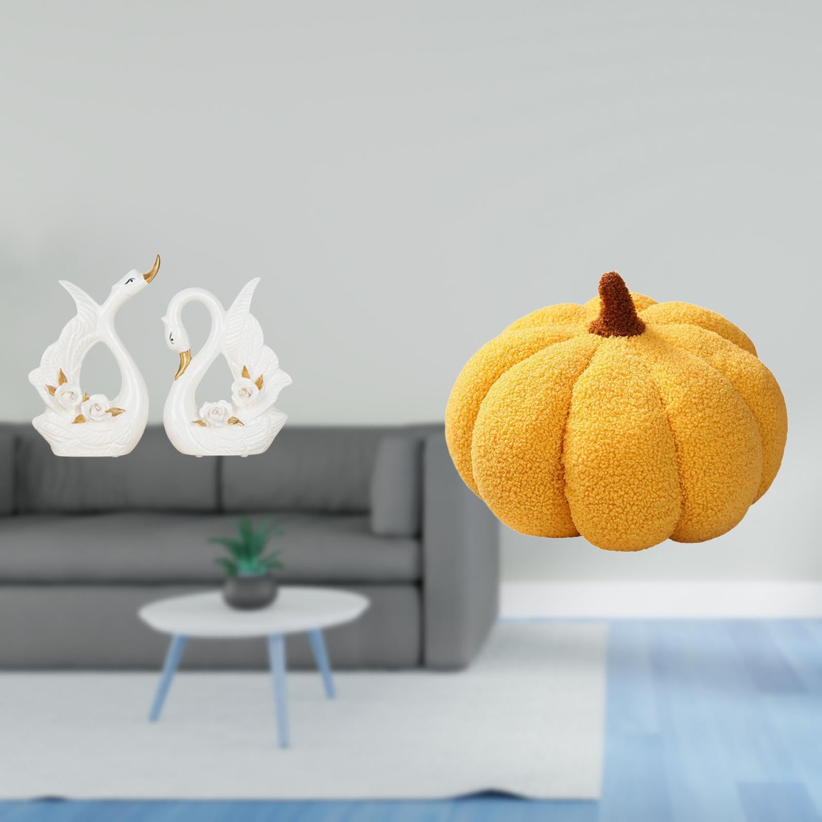 Enakshi® Elegant Swan Pumpkin Plush Ceramic Animal Sculpture Decorative Pillow Ornament for Bookshelf Cabinet Sofa Cushion Bedroom Room Decor|Home & Garden | Home Decor | Figurines-image-47