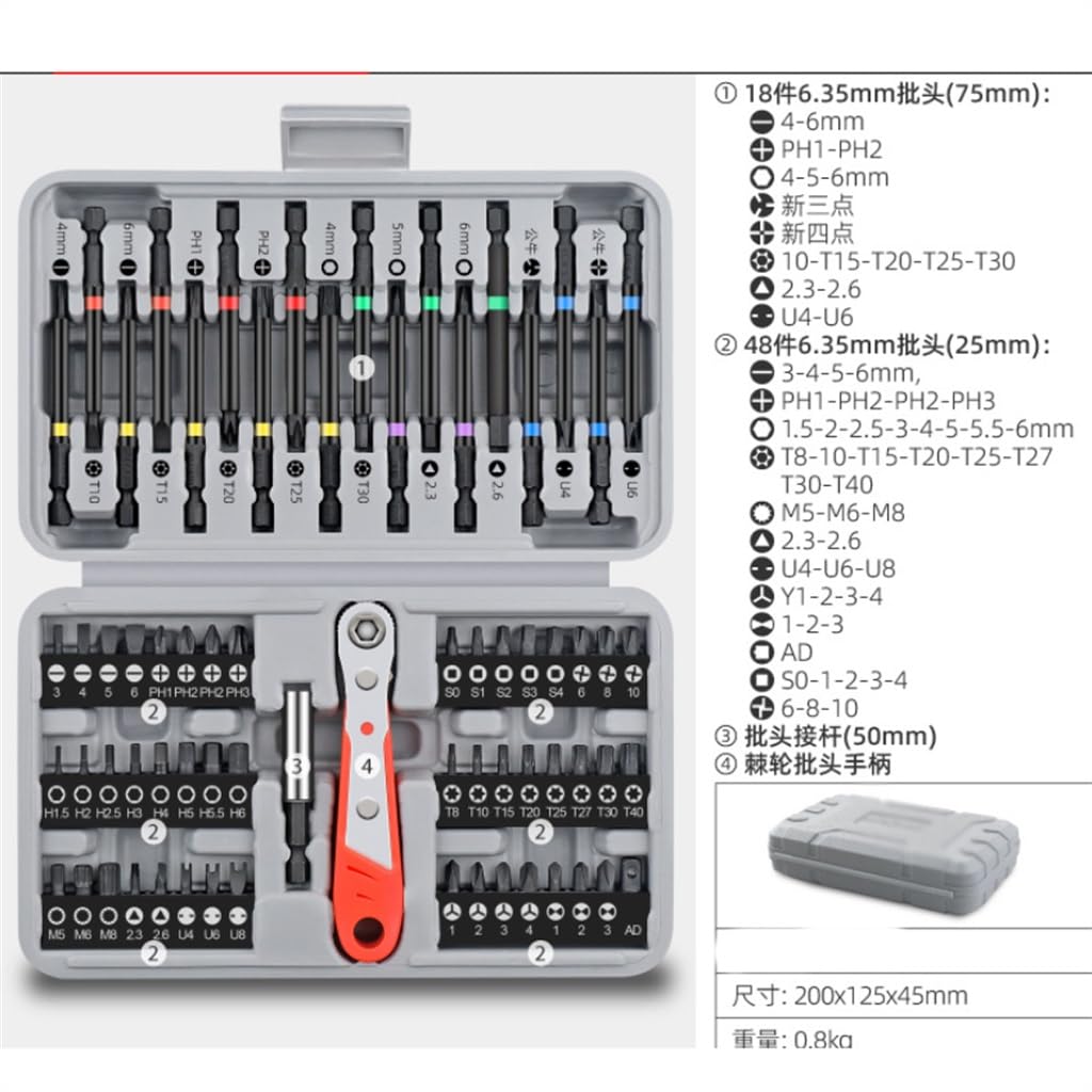 68-piece Screwdriver Bit Set Mini Ratchet Wrench Household Cross Hexagonal Screwdriver Set