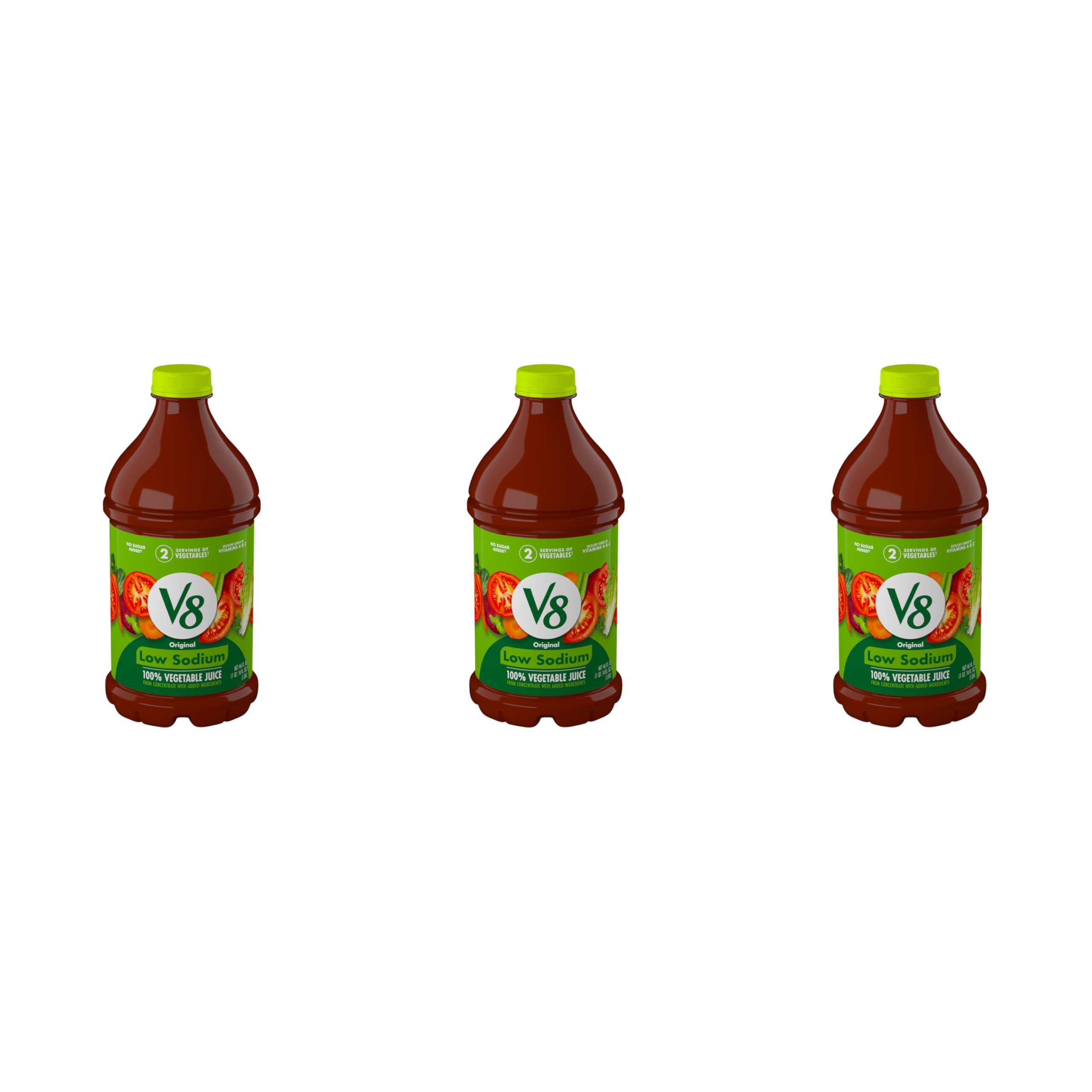 V8 Low Sodium Original 100% Vegetable Juice, 46 fl oz Bottle (Pack of 3)
