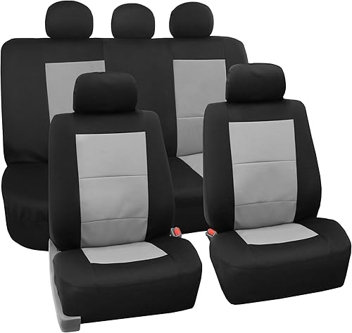 FH Group Juego completo de fundas de asiento de automóvil impermeables de alta calidad, ajuste universal para automóviles, camiones y SUV (gris) FH Group Juego completo de fundas de asiento de automóvil impermeables de alta calidad, ajuste universal para automóviles, camiones y SUV (gris)