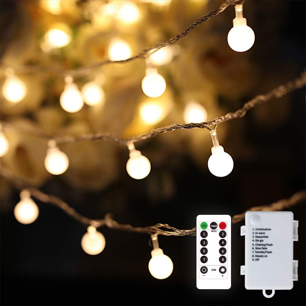 YEOLEH Globe Outdoor String Lights,IP64 Waterproof Ideal for Garden Patio (16.4Ft 50 LEDs)