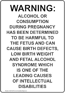 ComplianceSigns.com Vertical Warning: Alcohol Or Consumption During Sign, White 10x7 in. Plastic for Alcohol/Drugs/Weapons