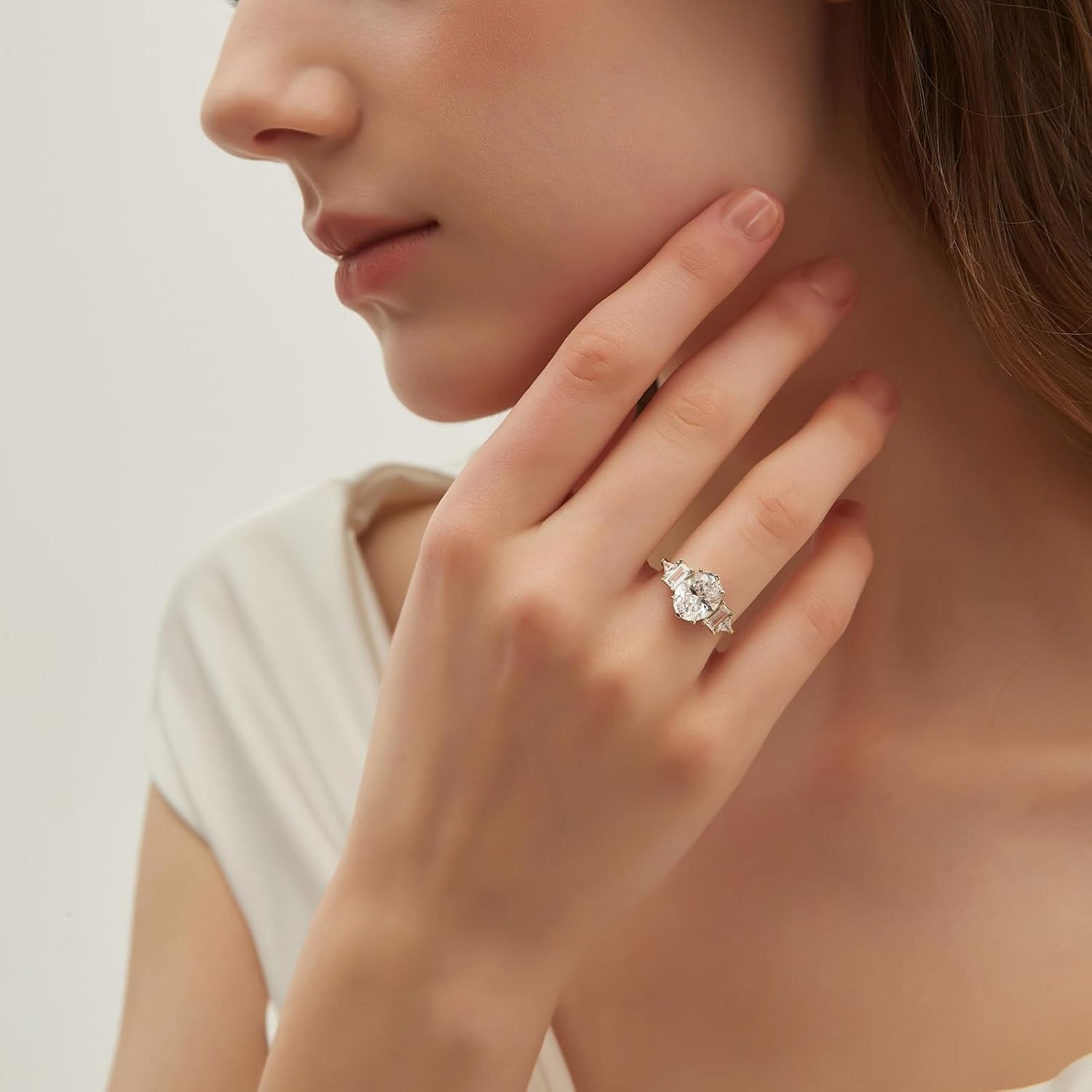 EAMTI 3CT 925 Sterling Silver Wedding Rings for Women Oval Cut Cubic Zirconia Engagement Promise Rings for Her Size 4-10 Gold 7 image 4 of 6 B0F32BQW3G