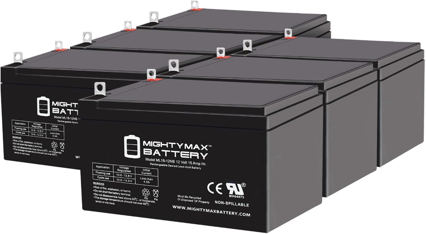 Mighty Max Battery ML15-12NB 12V 15AH Replacement Battery Compatible with 900CD Series Scooter - 6 Pack