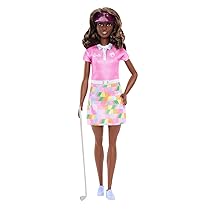 Barbie Carriere – Golfista, bambola bruna con divisa da golf e polo rosa rimovibile, mazza da golf e visiera incluse, giocattolo per bambini, 3+ anni, JCR69
