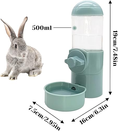 Miniatura 7 de Hamiledyi Botella de agua de conejo de 17 onzas, dispensador automático de agua colgante de conejo, cuenco de agua para chinchillas, comedero de