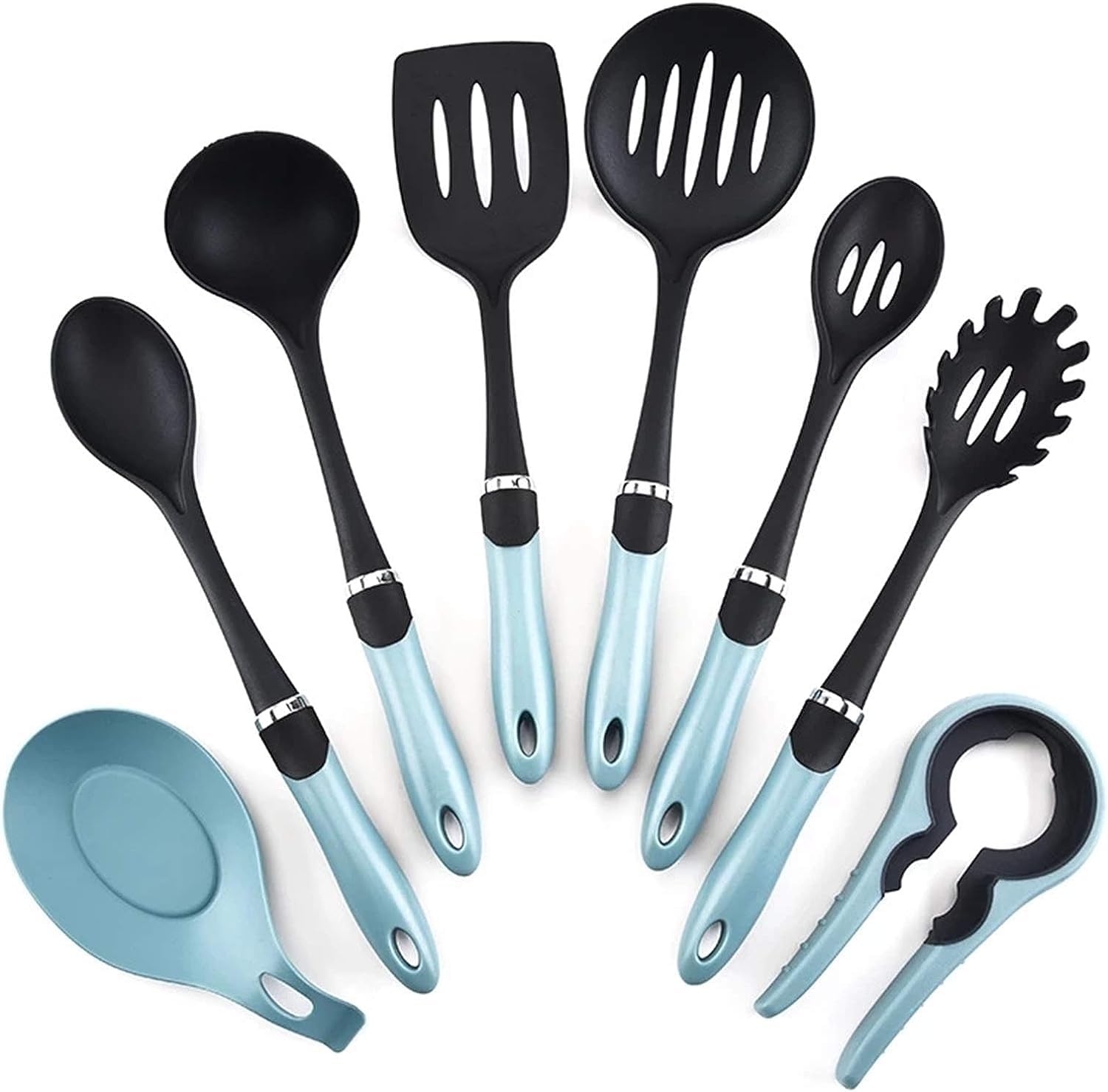 GTHTUHFD 8Pcs Cooking Tool Baking Gadget Cookware Kitchen Utensil Set,Non-Stick Heat Resistant Kitchen Gadgets Cooking Utensils Sets,Cooking Spoon,Blu