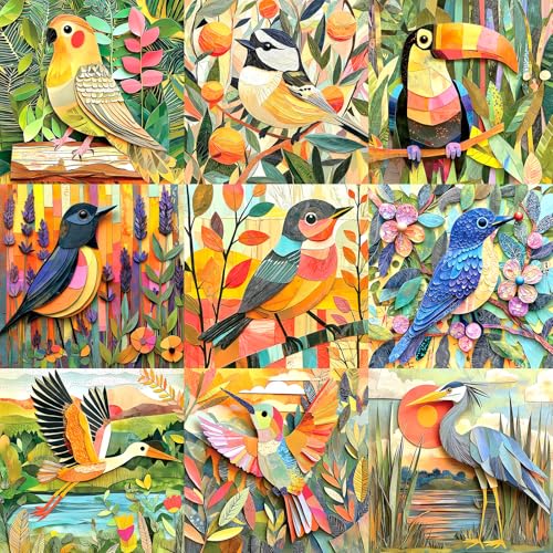 Art Birds 500 Piece Puzzles for Adults with Letters on Back