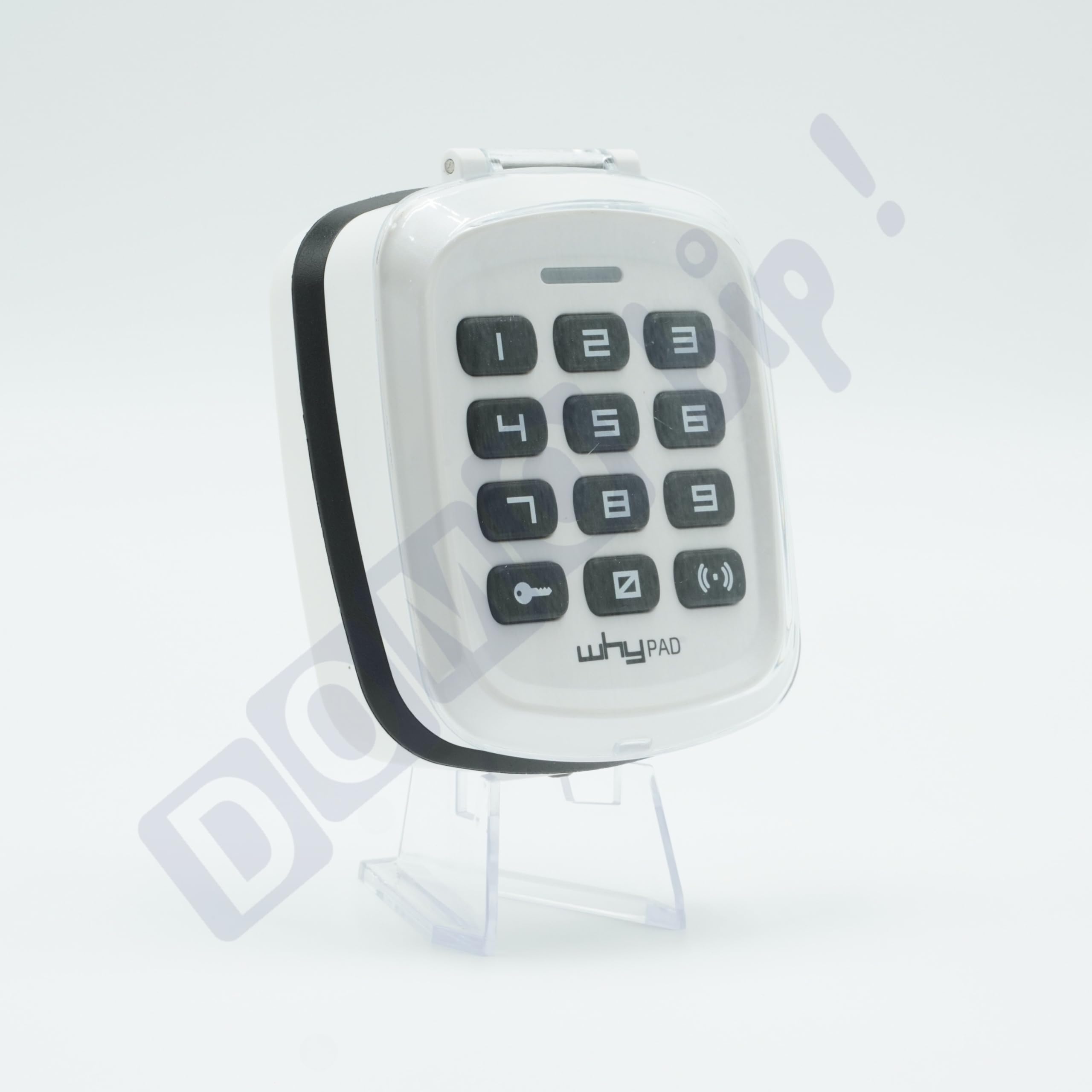 WHY PAD 8991007 - Clavier à code radio universel blanc pour motorisation portail & garage - Multi-fréquence 433/868 MHz - Code fixe et tournant + 1 Porte clés DOMOBIP (BLANC, WHY PAD UNIVERSEL)