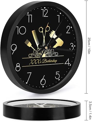 Miniatura 2 de MLIANCEN Reloj de pared personalizado para peluquería, añade tu texto, herramienta de peluquería dorada personalizada de 10 pulgadas, reloj de pared