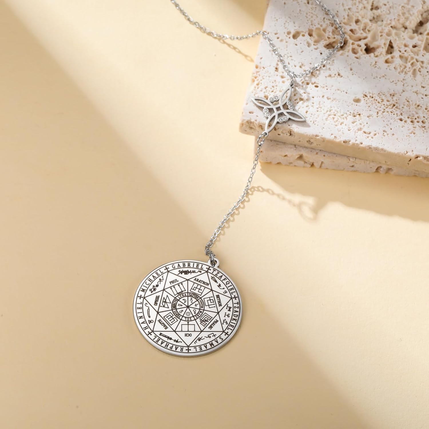 TEAMER Seal of The Seven Archangels Witch Knot Pendant Necklace Double Protection The Great Protector Archangel Amulet Necklace