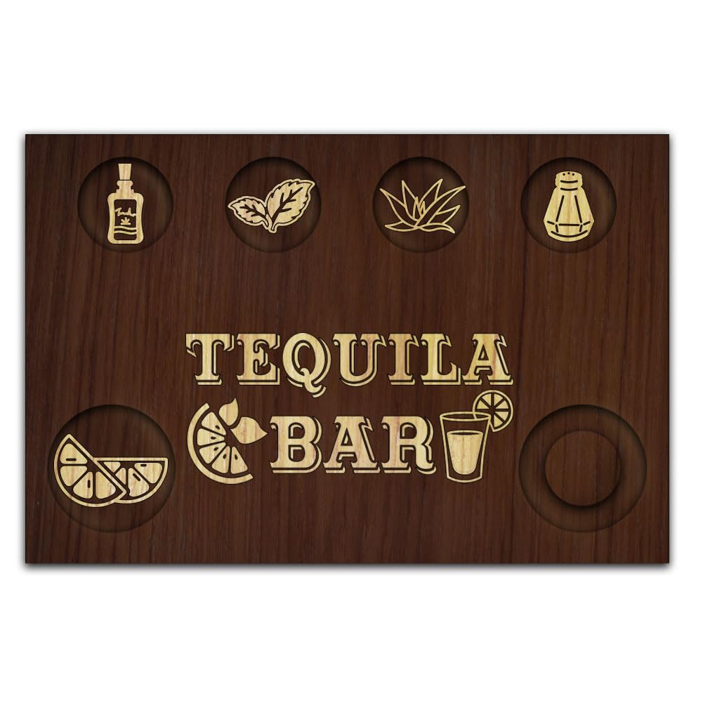Plateau de service tequila en bois 20x30 cm pour bar restaurant et fête