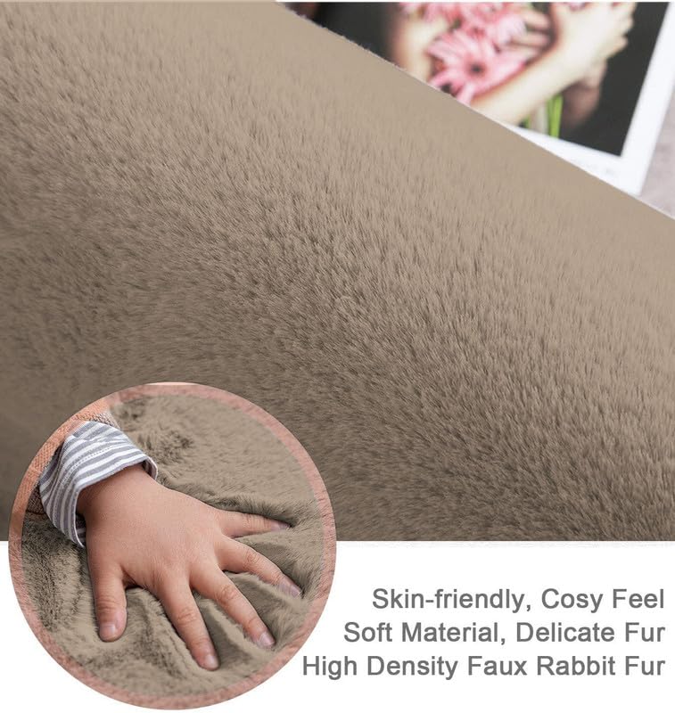 Image of Rabbit Fur Area Rug 6x8 Ft | Super Soft Plush Carpet with Anti-Slip Backing | Washable Luxury Rug for Bedroom, Living Room & Home Decor