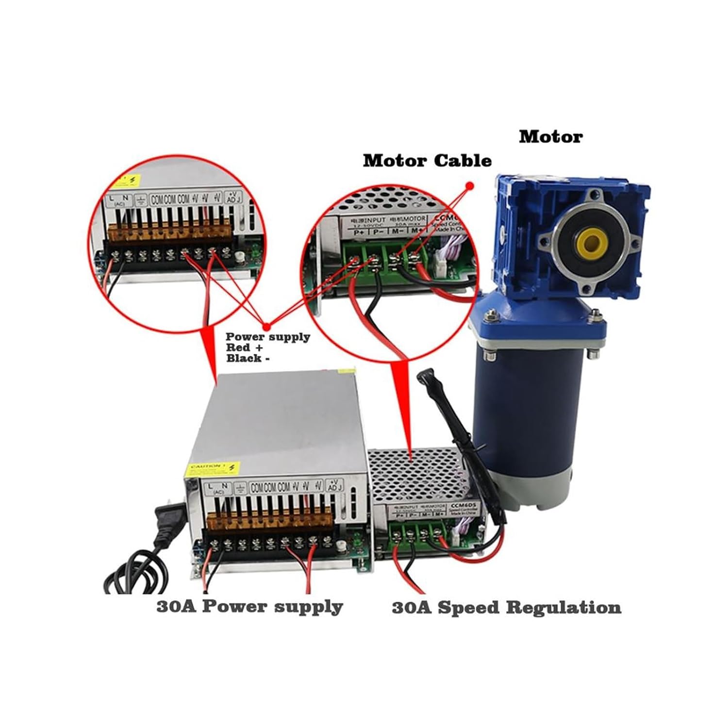 DC 24V 220W RV40 Gearbox High Torque Worm Gear Motor with Speed ​​Adjustment and CW CCW(293rpm,Single Shaft)