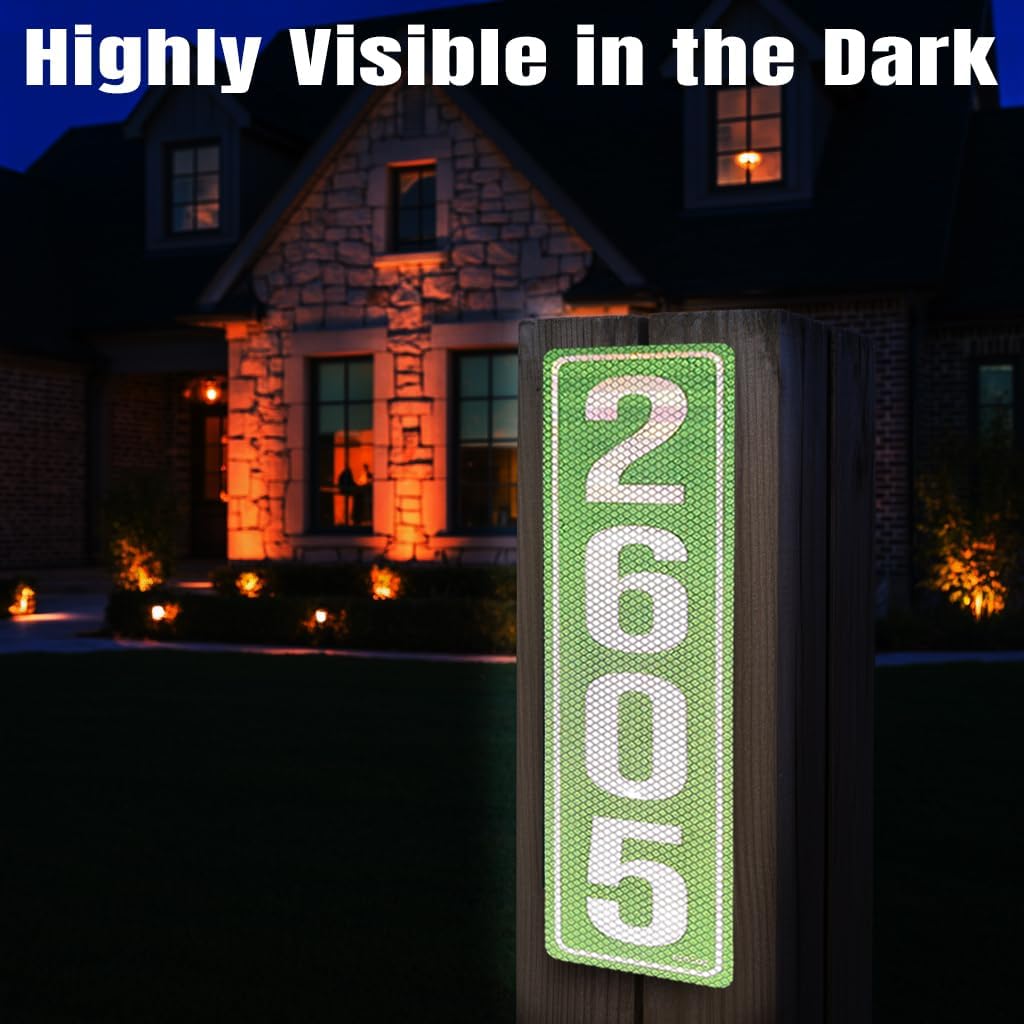 Custom Reflective House Numbers, Mailbox Address Plaque, Aluminum Uv And Weather Protected, Single/Double-Sided 4x18 Inches