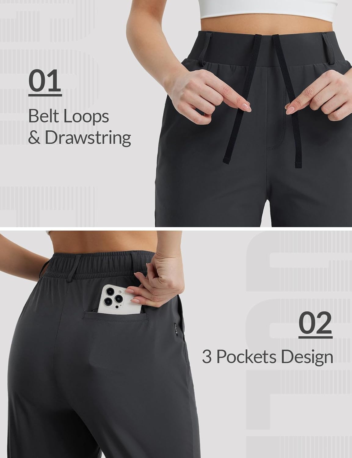 BALEAF Women's Golf Shorts 9'' Knee Length Stretch Bermuda Long Shorts Belt Loops Pockets Casual Work UPF 50+