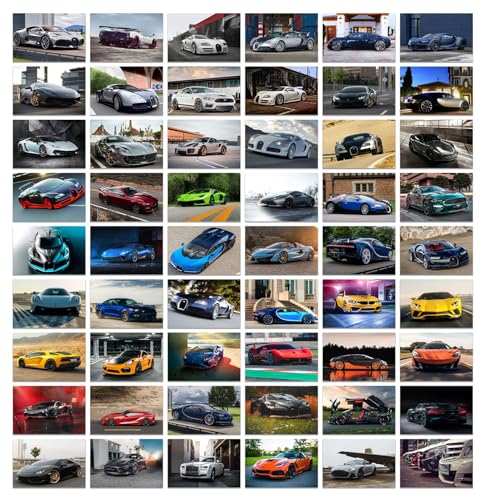 Image of Pack of 54 Cars 02 Wall Collage Kit Posters - 4 x 6 Inches Wall Decor Poster - Wall Art For Bedroom, Living room, Office - 1 Tissue Tape