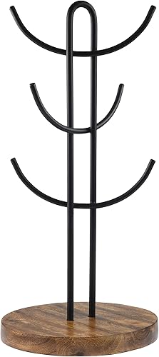Tribello Soporte para taza de café para mostrador, organizador de árbol de taza de café para cocina, soporte para 6 tazas, accesorios modernos de
