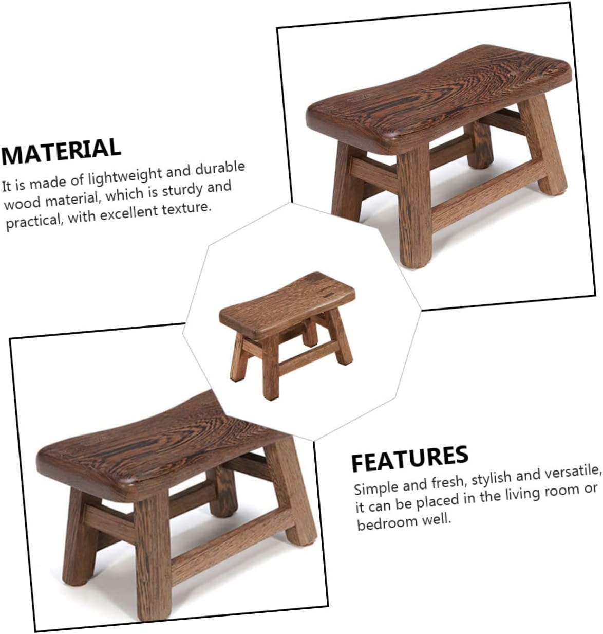 Wooden Household Step Stool for Boy Girl Lightweight and Design for Bathroom and Nursery Use Low Stool for Boy Girl and Adults