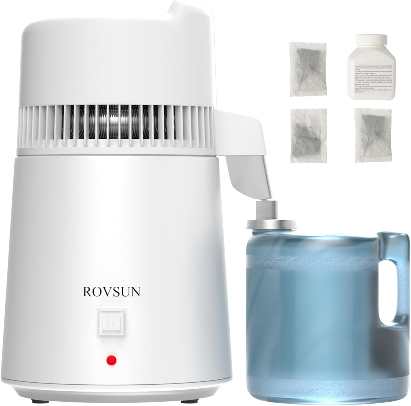 ROVSUN【Upgraded】 1.6 Gallon/6L Water Distiller with Flame-Retardant Material, BPA-Free Container & Stainless Steel Interior, Home Distilled Water Machine Maker Countertop Distilling Water Purifier