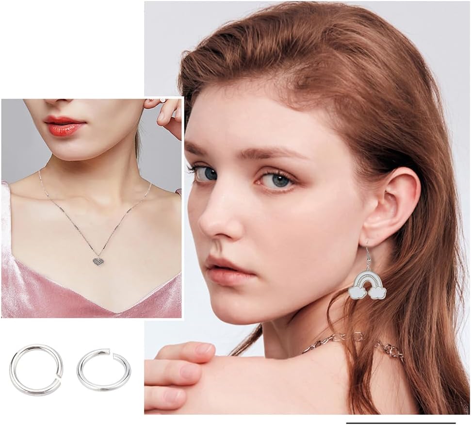 DICOSMETIC About 60Pcs Open Jump Rings 925 Sterling Silver Jump Rings 6mm Round Rings Small Jewelry Making Rings Essential Jewelry Jump Rings for Keychains Bracelet Earrings Necklac Crafting（6g）