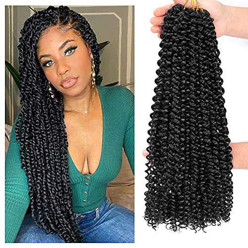 6pcs Passion Twist Braiding Hair for Butterfly Locs 18 inch 22strands/pack Long Water Wave Pre Looped Fluffy Crochet Curly Bohemain Locs Crochet Hair Braids