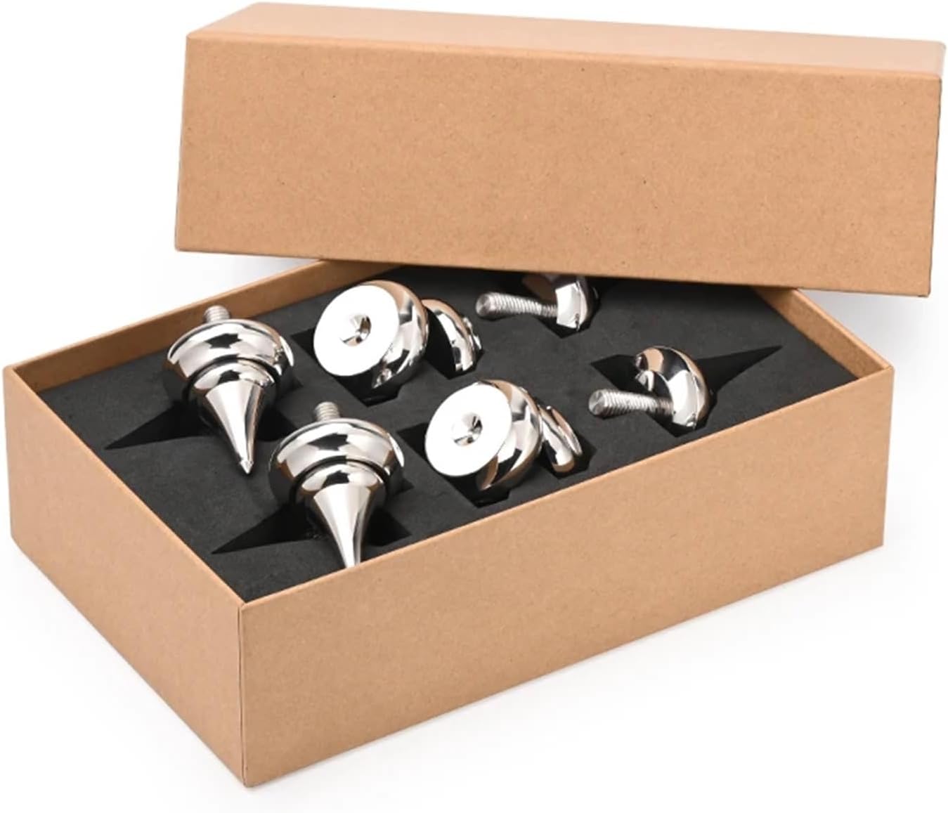 Speaker Spikes HiFi Audio Isolation Spike 316 Stainless Steel for DVD Speaker Tuna Spikes with Feet Pads Stand Shock-Absorber Sounds(4 Sets M8)