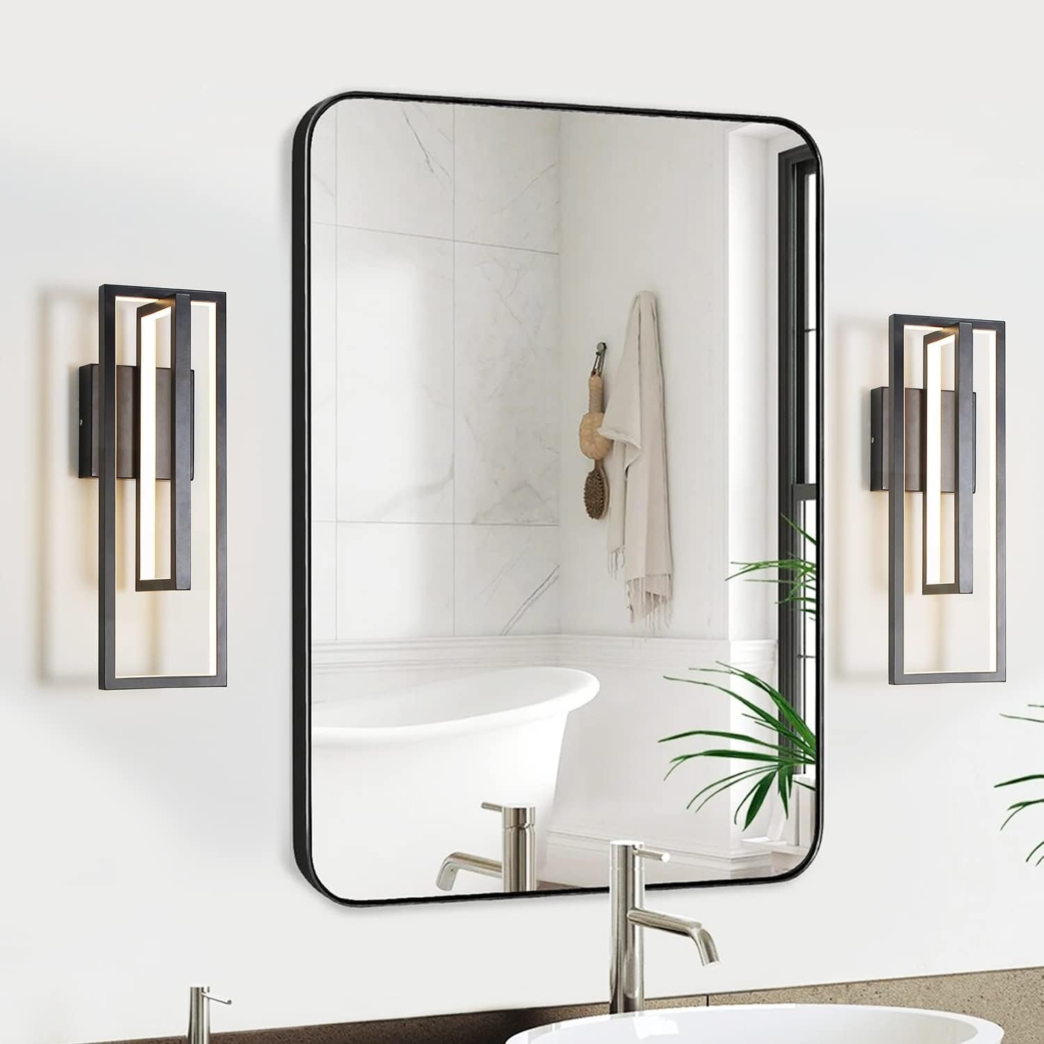 LED 20W Dimmable Wall Light Hallway Stairs Bathroom Vanity Wall Mounted Fixture Aluminum Painted Finishes Modern Wall Sconce (6.2" L*18.8" W Black)