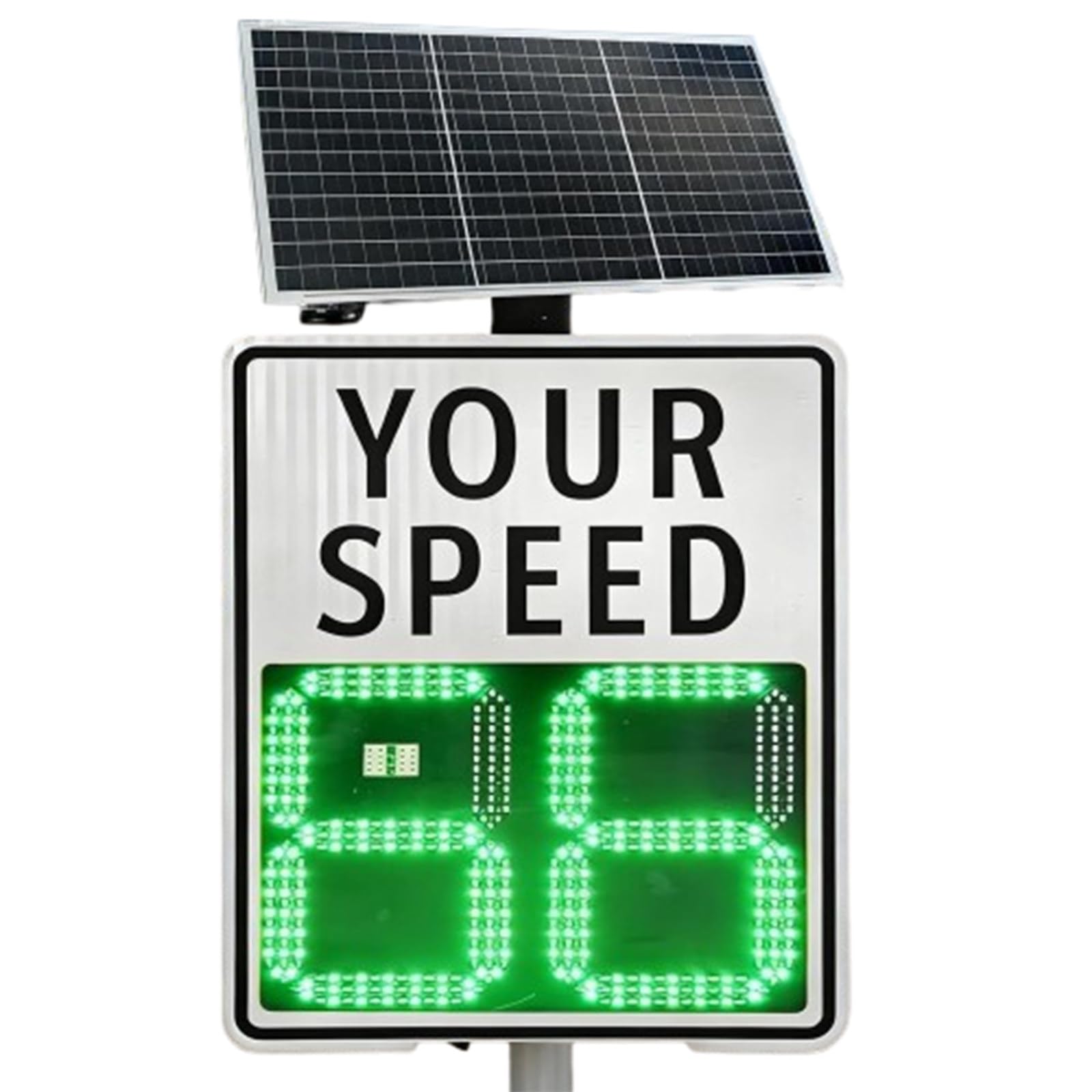 JozyJul Solar Powered Radar Speed Limit Sign with Accessories, LED Radar Feedback Sign Traffic Feedback Warning Board Speed Display 2digitdisplay White