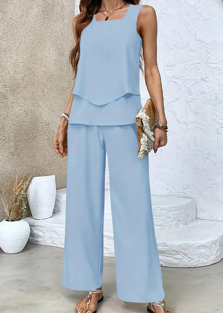 shownicer Ensemble Femme 2 Pièces Elegant Débardeur sans Manche + Pantalon Décontracté Survêtement Casual Outfit Streetwear