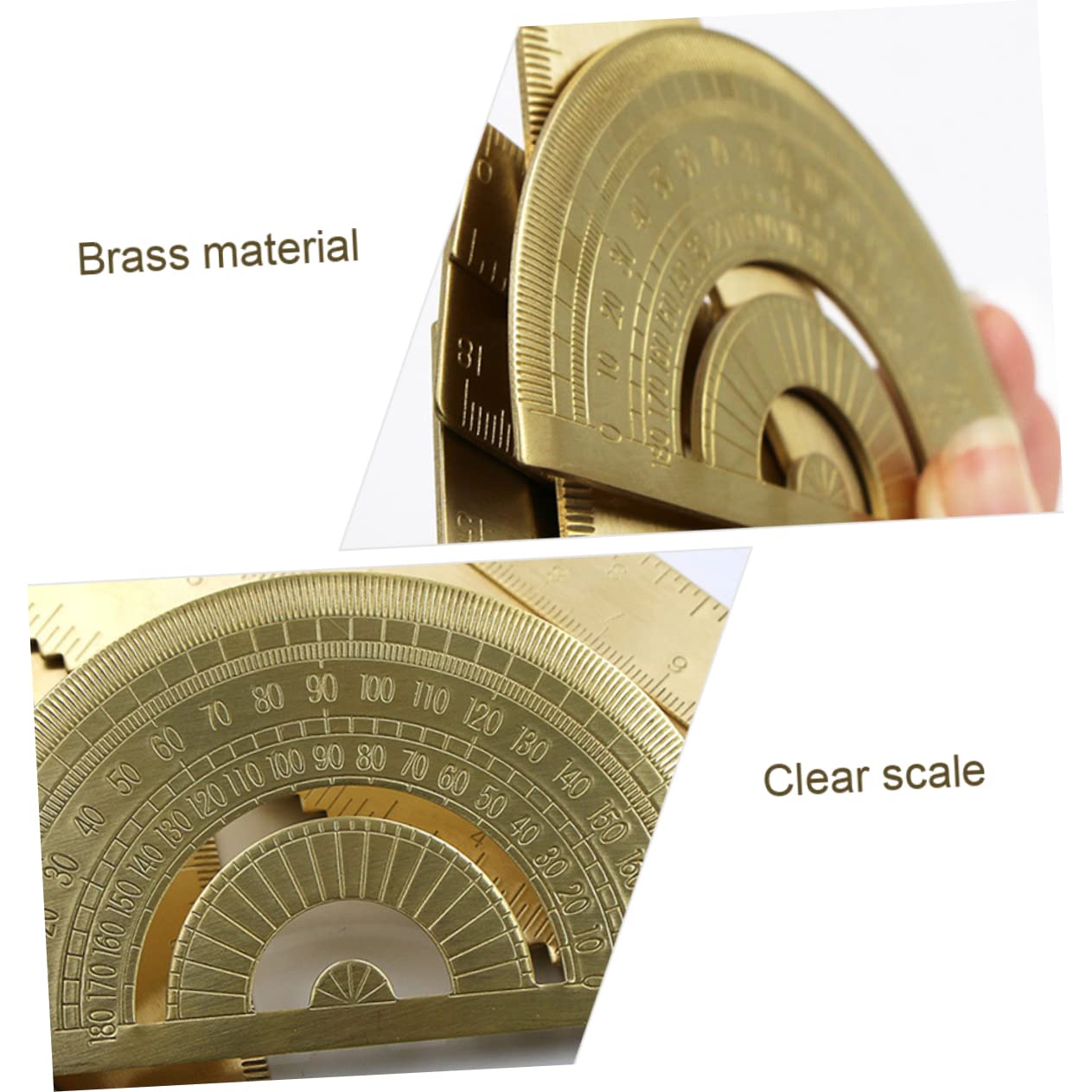 Lurrose 3sets Ottone Per Righello e Goniometro Per Misurazioni Precise Strumento Portatile Per Ingegneri e Studenti