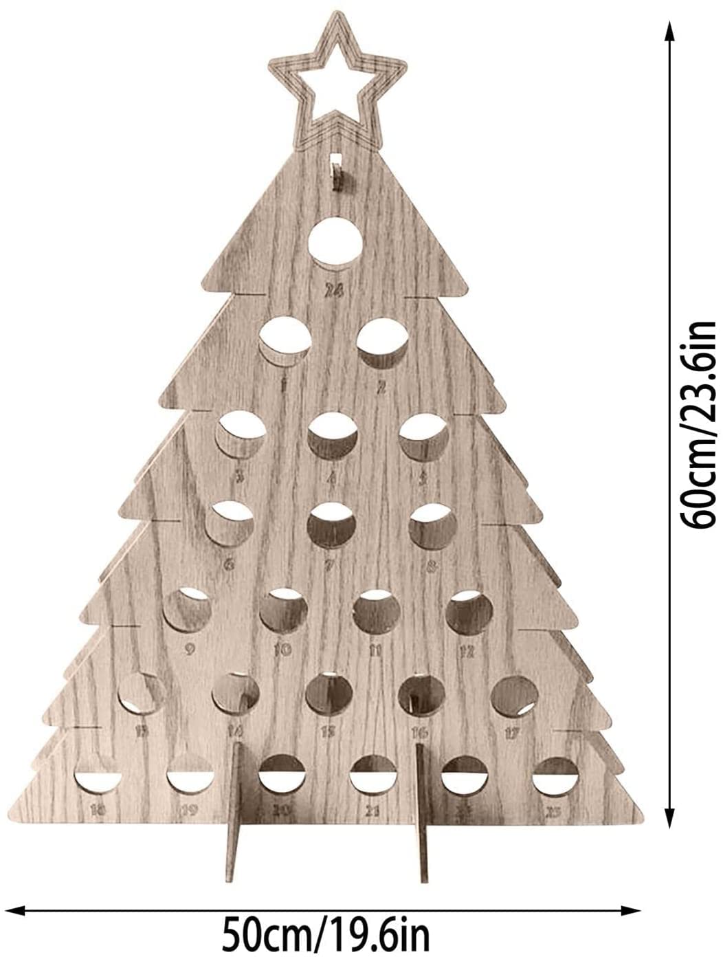 Árbol de navidad, Cuenta regresiva al calendario de la torre de la cerveza de la Navidad, naturaleza de madera del árbol de madera del calendario de adviento, mini botella de vino CALENDARIO DE ADVICU