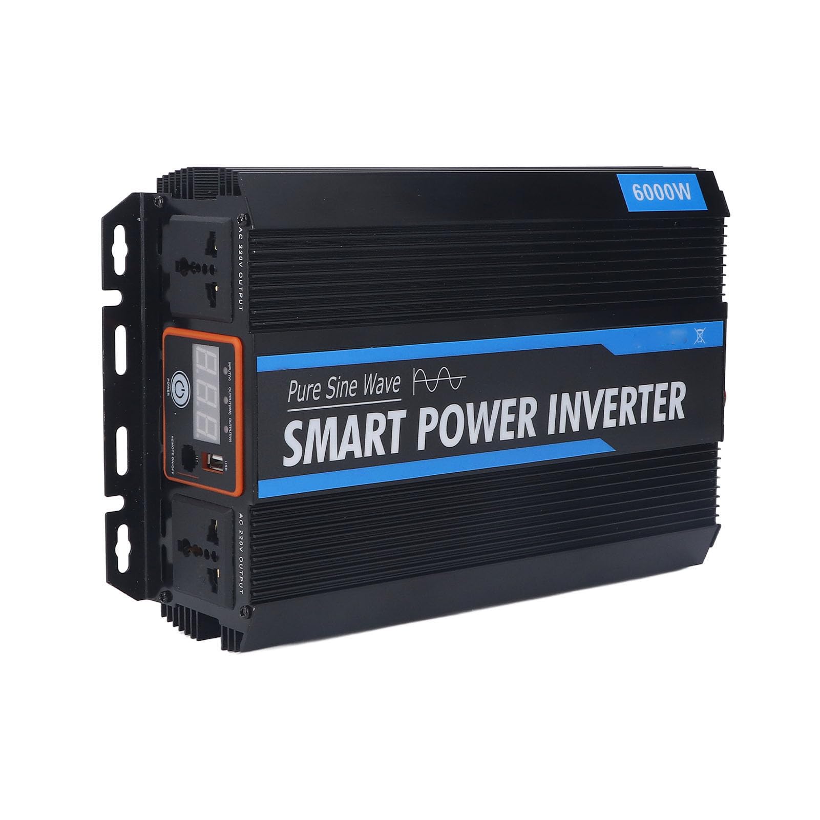 Acouto Przetwornica Czystego Sinusa Samochodowa Przetwornica Mocy z Wyświetlaczem LED do Systemu Zasilania energią słoneczną DC12V do AC220V 6000W dla Ciągłego 6000 Pure Sine InverterInwerter