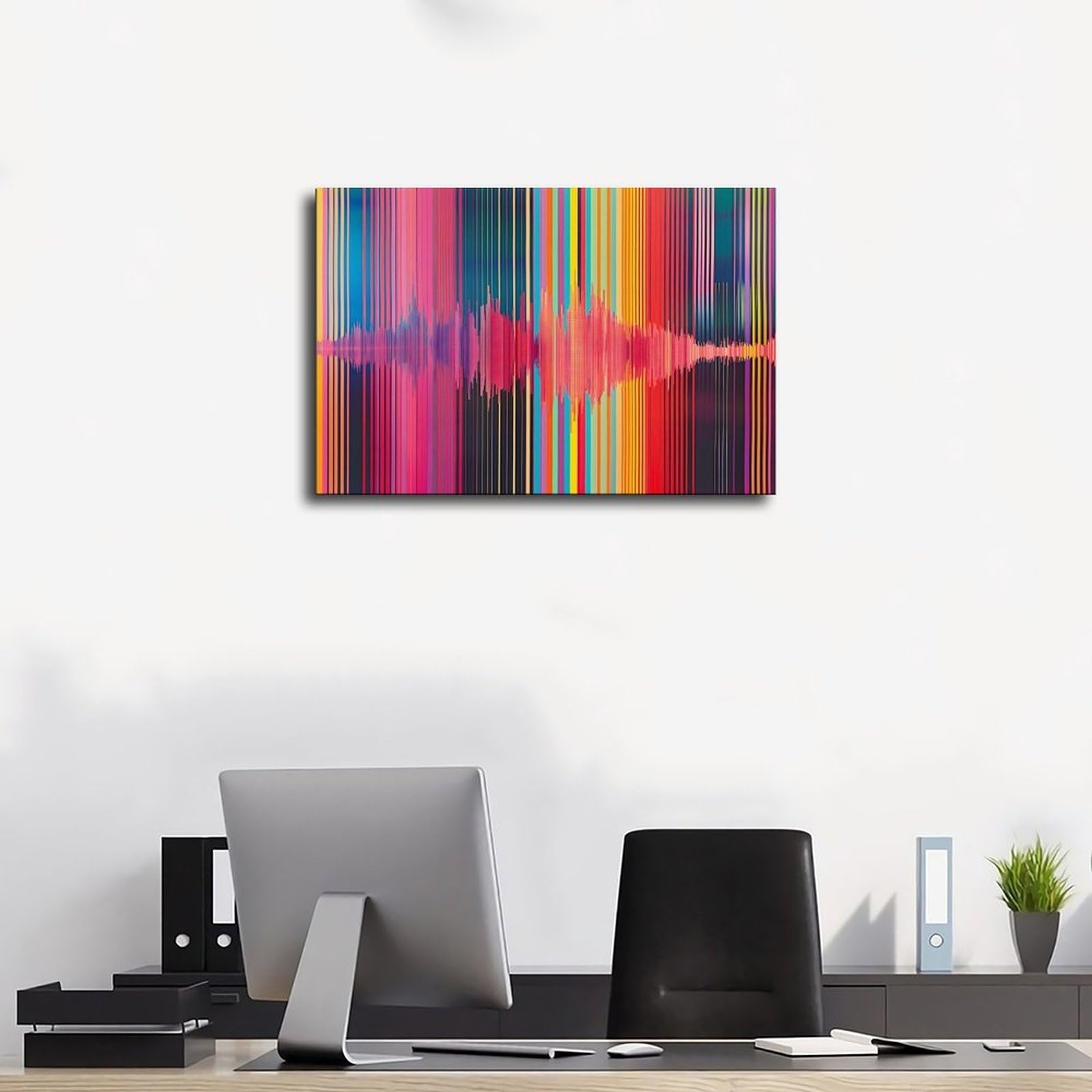 QIOTBVV Arte astratta colorata delle onde musicali, poster su tela, decorazione per camera da letto, paesaggio per ufficio, camera da letto, regalo, 61 cm L x 91,4 cm W