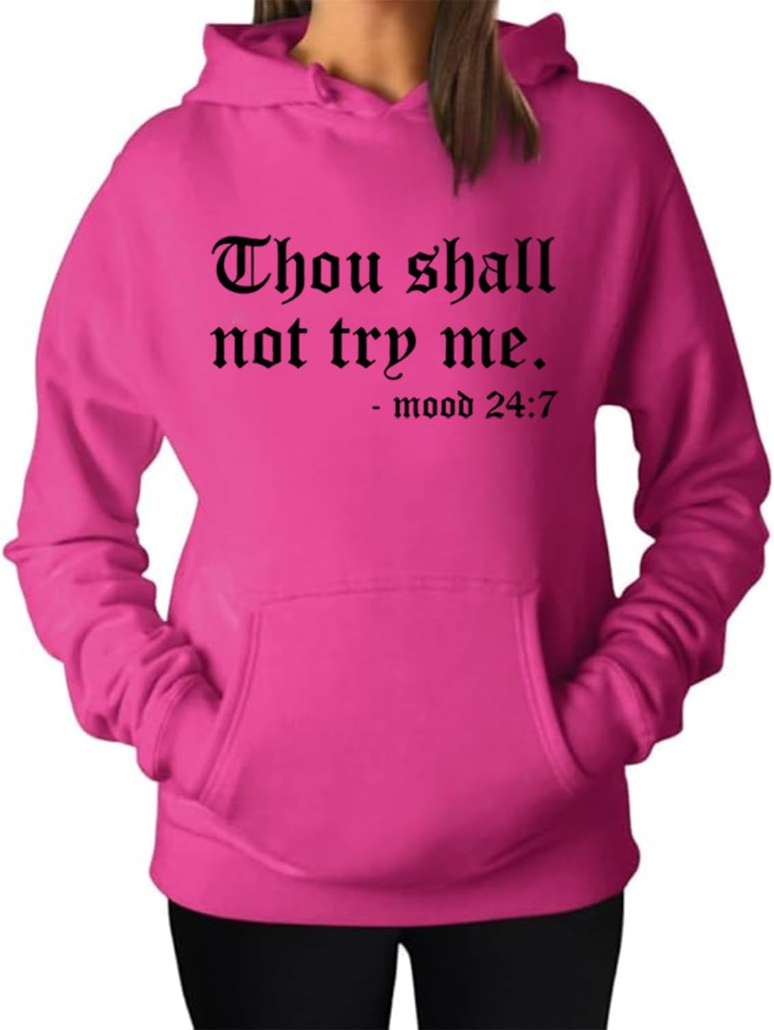 Teen Girls Womens Funny Hoodies Letter Printed Thou Shall Not Try Me Women's Hoodie Pullover Sweatshirt